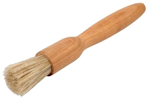 teemando® - Pinceau ménage avec poils naturels en bois de cerisier rond huilé Largeur 2,5 cm Longueur 18 cm Pinceau à pâtisserie