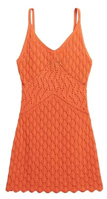 Superdry Damen Gehäkeltes Minikleid mit Trägern Leuchtend Korallrot 42
