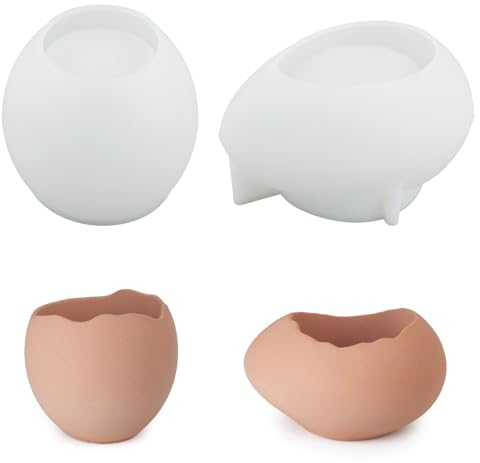 YEJAHY 2-teilige Silikon Kerzenhalter, 3D Silikon Kerzen Gießform - Zement Eierschale & Ostern Gießformen