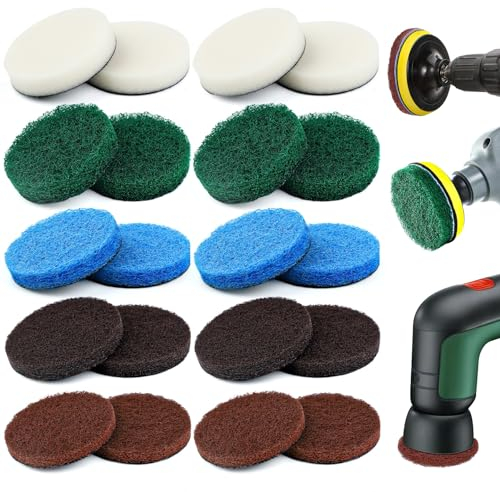 JOLIGAEA 20 Piezas Cepillo Limpieza Eléctrico Juego, Accesorio para Bosch Universal Brush, Estropajos y Esponja Eléctrica, Compatible con Bosch Home/Garden 6033, para Limpiar Paredes, Baño, Cocina