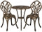 Abician Ensemble Table et 2 Chaises de Jardin en Aluminium Ensemble Bistrot de Jardin d’extérieur Bistrot Salon de Jardin Style Vintage et Élégant Trou pour Parasol Bronze