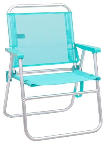 LOLAhome Silla de Playa Fija Plegable de Aluminio y textileno Aguamarina de 55x43x75 cm