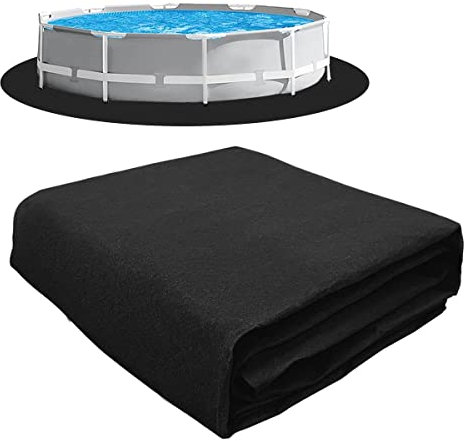 EGOMYRON Almohadilla redonda de 12 pies para piscina precortada, para piscina sobre el suelo, prolonga la vida útil del revestimiento, resistente a pinchazos, material ecológico de fieltro duradero,