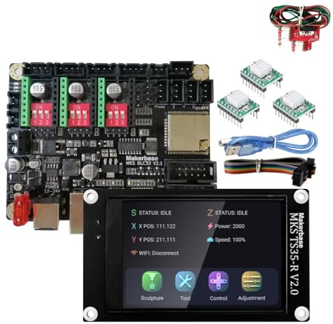 MARYS ELLEAY Twoeagles MKS DLC32 v2 32bits GRBL Offline Wifi Controller TS35-R LCD Display CNC3018 MAX PRO Upgrade Kits für CNC Lasergraviermaschine (MKS DLC32 TS35-Set7)