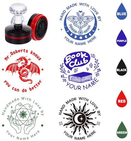 PLIGREAT Individueller Stempel Selbstfärbender Namensadressstempel Personalisierter Stempel mit Text Kreativer Logo-Stempel für Geschäftliche Hochzeitseinladung Bibliothek Handgemachtes Kunsthandwerk