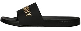 Superdry Damen Vegane Badesandalen mit Logo Schwarz/Metallic Gold 7-8