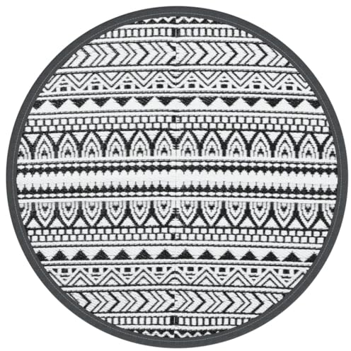 vidaXL Outdoor-Teppich Schwarz Ø200 cm PP