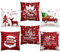 Kissenbezug Weihnachten 45 x 45cm 6er Set Weihnachtsdeko Kissenbezüge, Kissenhülle Weihnachten, Weihnachtsdeko Rot Kissenbezug für Christmas Decorations Indoor, Sofa, Schlafzimmer, Couch Pillow