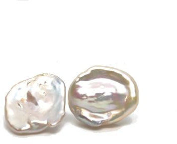 Wilhelmine1126-Süßwasserperlen Ohrstecker - Perlen, Barock, rechteckig, 925er Silber, einzigartig, glänzend, elegant