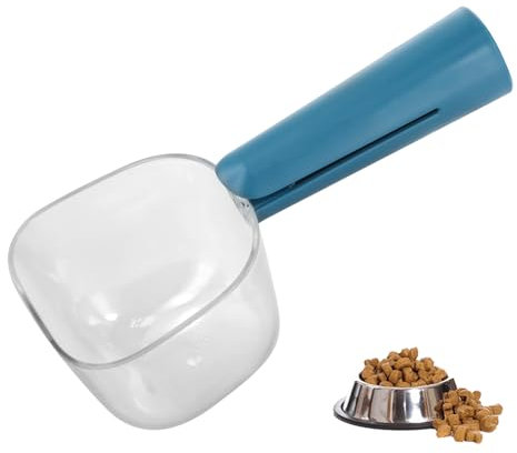 Pelle Doseuse pour Croquettes Chien, Verre Doseur avec Clip 250ml pour Boîte Croquette Chien, Mini Pelle Multifonctionnelle pour Nourriture Animale, Outil Précis pour Dosage des Croquettes en Bleu