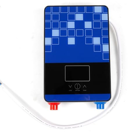 4500W Calentador de agua eléctrico digital sin depósito para baño y ducha, adecuado para baños, peluquerías, hoteles, salones de belleza, escuelas, hospitales, 18.6 * 5.7 * 27.7cm (Azul)