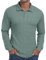Sailwind Polo Shirts for Men Long Sleeve Tops Texture Knitted Polo Golf Work T Shirt with Buttons (Blue Green, L)