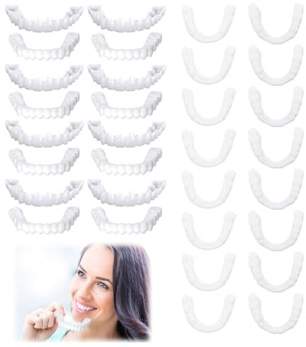 VEGCOO 8 Paires Dentier Provisoire, Prothèses Dentaires Prothèse Dentaire Cosmétique, Instantanées Fausses Dents, Cosmétique Sourire Prothèses, Facette Dentaire
