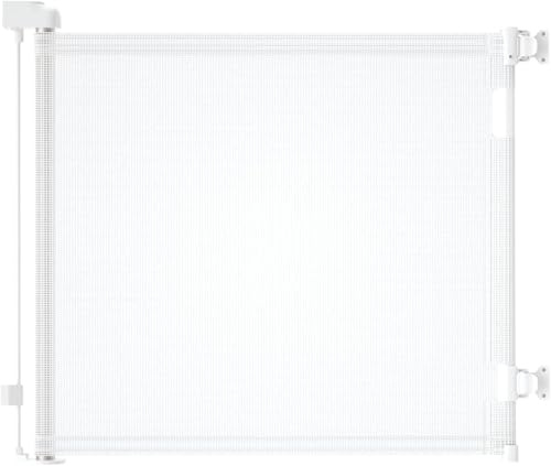 derimkcoa Treppenschutzgitter Ausziehbar für Babys, 0-300 cm Baby Absperrgitter Türschutzgitter Treppenschutzrollo,Tierschutzgitter Geeignet für Treppen/Türen/Innen & Außen (Weiß)
