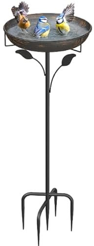 WELDUN Bain d'oiseaux, 30 cm, bol d'alimentation debout pour l'extérieur, jardin, bassin à oiseaux, en métal, pour oiseaux sauvages, résistant à l'hiver
