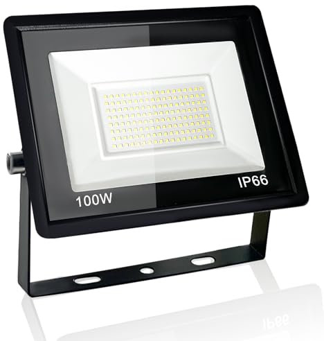 Eleganted 100W Focos LED Exterior， 6500K Proyector Led Exterior, IP66 Impermeable Foco Proyector LED， para Casa, Garaje, Patio, Camino, Jardín