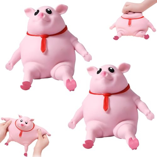 Stress Schwein Stress Spielzeug 2 Pcs Squishy Squeeze Toys Süßes Rosa Schweinchen Anti Stress Spielzeug Kreatives Dekompressions Piggy Squeeze Toy Sensorisches Fidget-Spielzeug für Kinder Erwachsene