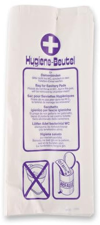 1000 Stück Hygostar Hygienebeutel | Recyclingpapier, weiß, L: 28cm, B: 12cm, H: 3cm, Hygienebeutel, Damenhygienebeutel, Papierbeutel