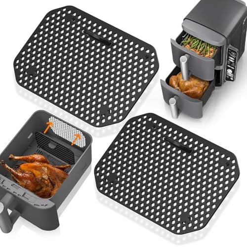 2 Stück Spritzschutz für Ninja Doppelkorb-HeiBluftfritteuse SL400EU und SL300EU, Wiederverwendbarer Silikon-Spritzschutz Airfryer Zubehör für Ninja, Effektiver Schutz Heizspirale, Einfache Reinigung