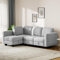 Hello-5ive 4 Seater Sofa with Storage, Convertible 2 Seater 3 Seater L-Shaped Sofa Couch with Ottoman for Living Room, Shape Customizable Sofa for Small Space, Grey