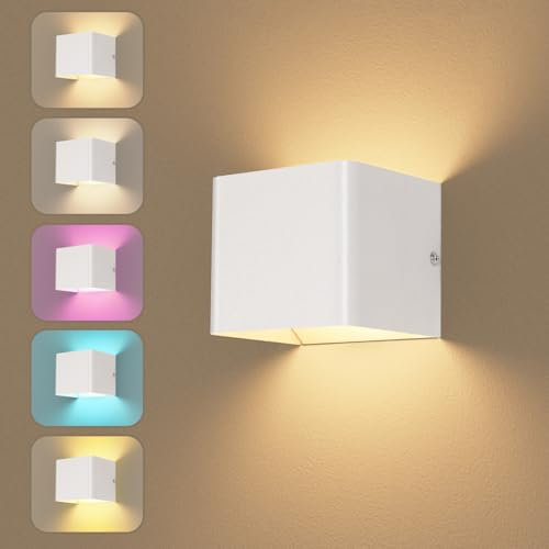 Dehobo Applique da Parete Interno - Appliques LED da Muro Camera da Letto - Moderno Luce Senza Fili da Parete Bianco Opaco Interni 150LM 1.5W 3000K 4000K 6000K per Soggiorno, Bagno, Corridoio
