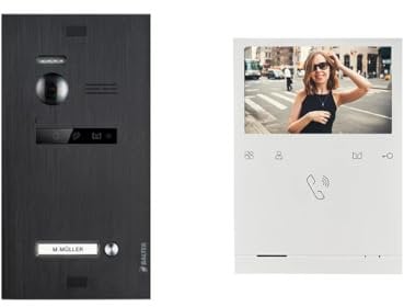SCHUTZER Balter EVO 2-Draht Bus Video Türsprechanlage Komplettsystem mit 150° Weitwinkelkamera 1-20 Klingeltasten 7 Touchscreen-Monitor Interkom Nachtsicht-LEDs (Schwarz, 1 Familienhaus)