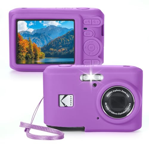 EUGOOCX Silicone Case Compatible with Kodak PIXPRO FZ45 Digital Camera, Soft Protective Cover Anti-Scratch Sleeve Jacket with Lanyard (Purple)