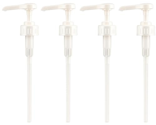 4 Pack Syrup Pump for Coffee Syrup, Coffee Syrup Dispenser, and Blueberry Syrup, 28-Tooth Dispenser with 5cc Output, White Commercial Syrup Pump for Cafes and Home Kitchens