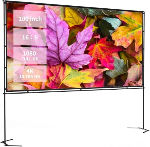 100-inch16:9 HD 4K Wrinkle-Free Indoor/Outdoor Screen for Home Cinema