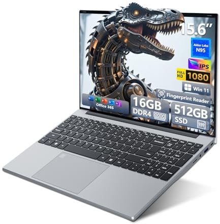 PC Portatile 15,6 Celeron N95, 16GB RAM 512GB SSD, Notebook Win 11 FHD IPS, Laptop Tastiera Retroilluminata con Impronta Digitale, USB 3.0, HDMI, Wi-Fi5, BT4.2, Webcam, 5000mAh - Computer Portatile