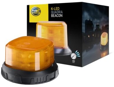 HELLA 2XD 357 557-001 Blitz-Kennleuchte - K-LED Quadra Amber - 12/24V - Anbau - Kabel: 300mm - Stecker: offene Kabelenden
