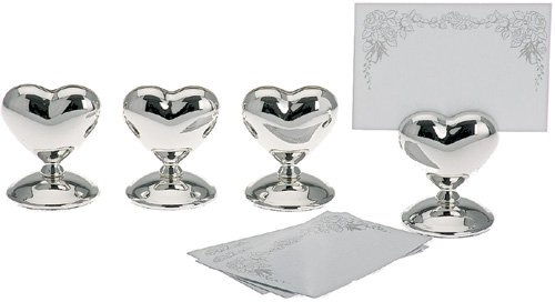 Dekolust Tischkartenhalter Herz 4-teilig Tischkarten Halter Kartenhalter Namenskarten Halter Silber