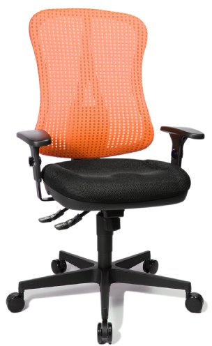 Topstar HE20PBC01 Head Point SY P4, ergonomischer Bürostuhl, Schreibtischstuhl, Muldensitz, inkl. Armlehnen, Netzrücken, Stoffbezug schwarz / rot, 70 x 47 x 113 cm