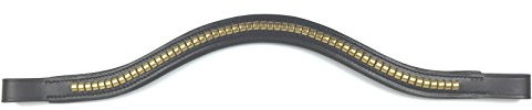 Stirnband Stirnriemen goldfarbenes Clincher- Stirnband Leder Schwarz (40 cm)
