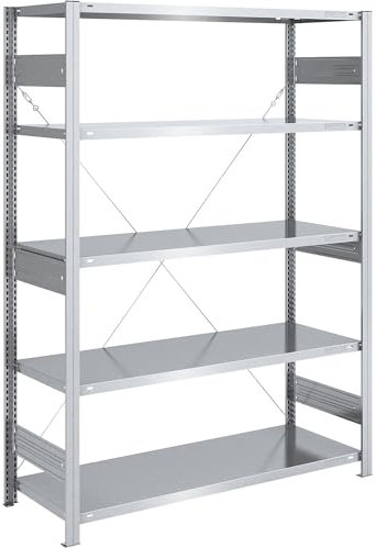 eurokraft | Schwerlast-Steckregal | verzinkt | Regalhöhe 2000 mm | Grundregal | BxT 1300 x 600 mm
