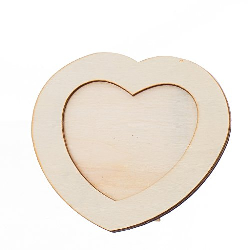 Herz Bilderrahmen Holz Fotorahmen Holzrahmen zum Basteln bemalen Kinder Erwachsener DIY Zubehör - Herz