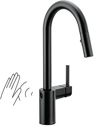 Moen 7565EVBLS Align Smart Faucet Touchless Pull Down Sprayer Kitchen Faucet with Voice Control and Power Boost, Spot Resist Black Stainless