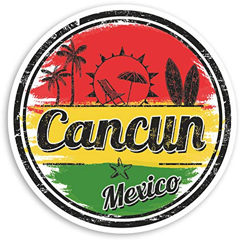 2 pegatinas de vinilo de 10 cm, diseño de bandera de Cancun Mexico #34337, 10cm Wide