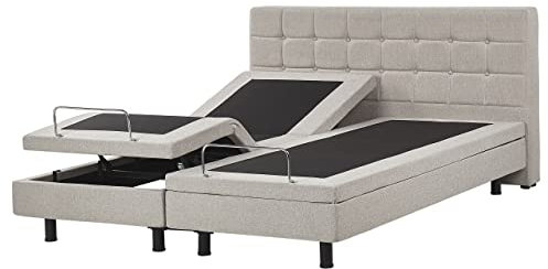 Beliani Polsterbett elektrisch verstellbar beige 160x200 cm mit Fernbedienung Duke