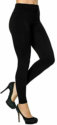 Ladies Thick Winter Thermal Leggings Fleece Lined Warm High Waist Size-12 Black