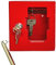 FELGNER Schlüsselkasten TS 1021 Schlüsselbox Kassette zur sicheren Aufbewahrung | mit Glasscheibe und Glasbruchhammer - einfache Wandmontage inkl. 2 Schlüssel - 120x130x40mm - rot