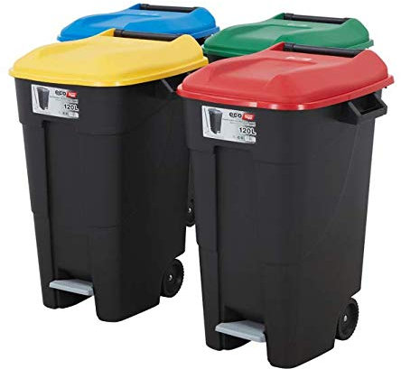 BiGDUG x4 120 Litre Wheelie Bins Recycling Coloured Bin (TYGWB120PMD)