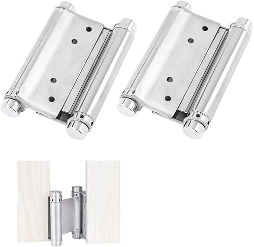 Roberee 3 Pulgadas Bisagra Doble, 2 Pcs Bisagra Puerta Acero Inoxidable Bisagra Resorte Doble Acción Resistente Bisagra Cierre Automático para Salón Bar Cafe Cocina Baño Cobertizo Puerta Dormitorio
