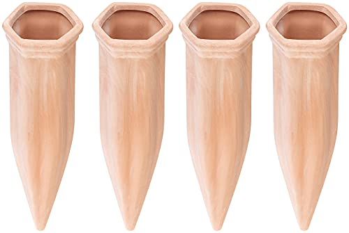 Royal Gardineer Tonspitzen: 4er-Set XL-Bewässerungs-Tonkegel für Glas- & PET-Flaschen bis 1 Liter (Wasserspender Terracotta, Pflanzenbewässerung Tonkegel, Bewässerungskugeln)