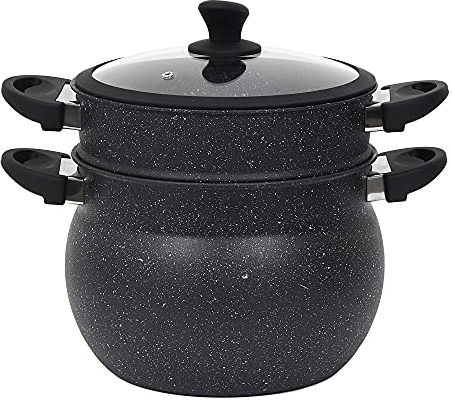 COOK CONCEPT KC2548 – Couscous Steinoptik, Durchmesser 26 cm, für Küche, Kochen mit Pfanne und Topf, Aluminium