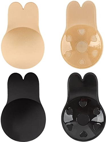 M MUNCASO 2 Pack Women Adhesive Bras,Rabbit Ears Invisible Nipple Covers Backless Sticky Bra Breast Lift Up Gel Lifting Breast Bra