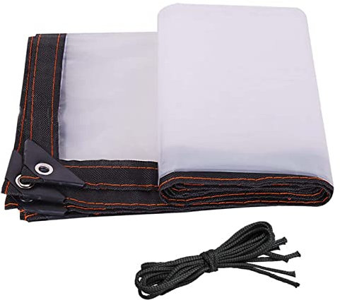 RGRE 4x7m Bâche De Protection Transparente Exterieur, Bâche Transparente Résistante Aux Déchirures, Bâche en Plastique PVC, Bâche Imperméable Épaissie avec Oeillet