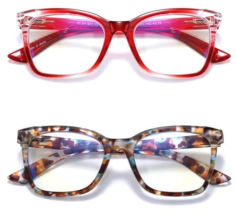 Areyeth 2er-Pack Lesebrille Damen Herren, Lesebrille Mit Blaulichtfilter Modern Quadratische Stylische Brillen 1,0 1,5 2,0 2,5 3,0