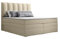 GREKPOL- Boxspringbett mit Bonell und Taschenfederkern-Matratze H3 (2x18 cm) und Topper 5 cm, Polsterbett mit Bettkasten -Long Duo (Beige (Riviera 21), 180x 200 cm)