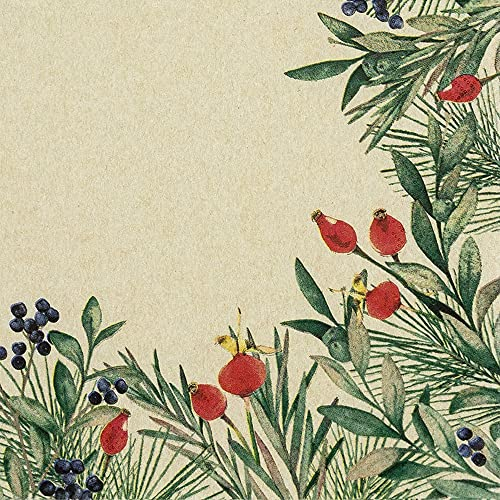 20 Servietten Eco Line nachhaltig aus 100% Recycling-Papier Hagebutten | Pflanzen | Natur | Tischdeko 33x33cm